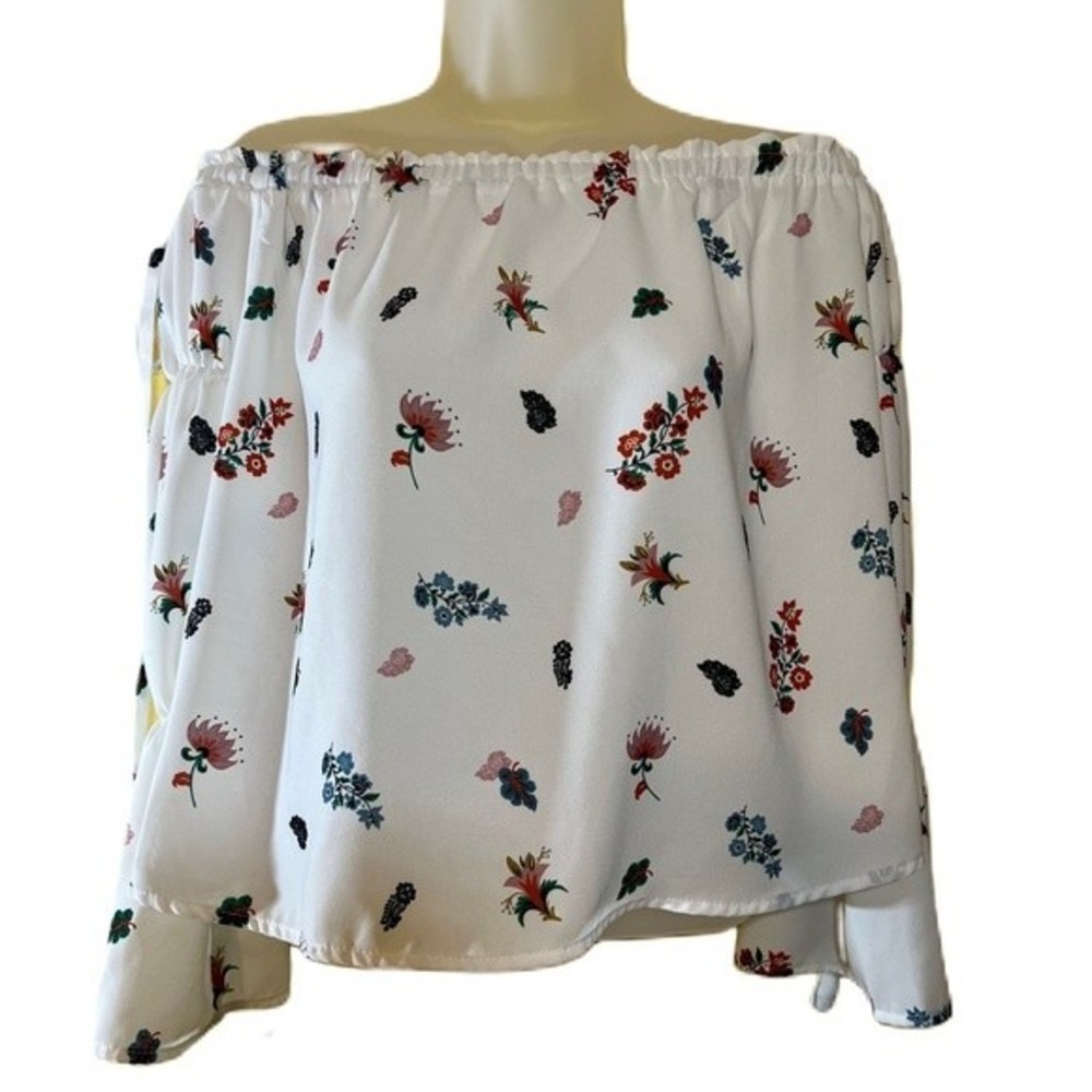 Oversized‎ On or Off Shoulder with Tiered Sleeves Floral English Factory XS